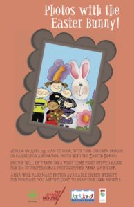 Poster with easter bunny photos information